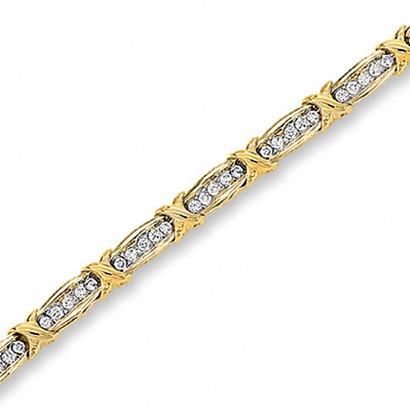 Previously Owned - 1 CT. T.W. Diamond Fashion "X" Bracelet in 10K Gold
