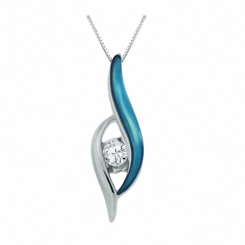 Previously Owned - Sirena™ Hazel Eyes 1/8 CT. Diamond Solitaire Pendant in 10K White Gold
