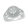 Thumbnail Image 1 of Previously Owned - 1 CT. T.W. Round and Baguette Diamond Composite Double Frame Engagement Ring in 10K White Gold