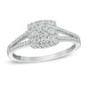 Thumbnail Image 1 of Previously Owned - 1/2 CT. T.W. Diamond Square Frame Cluster Engagement Ring in 10K White Gold