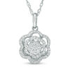 Thumbnail Image 1 of Previously Owned - 1/3 CT. T.W. Diamond Flower Double Frame Pendant in 10K White Gold