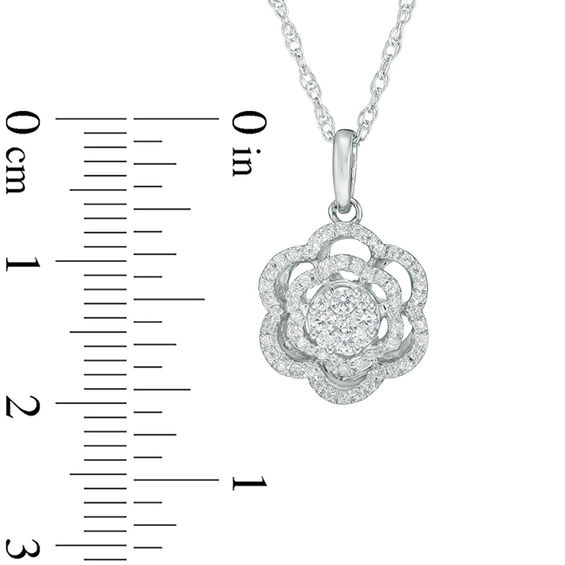 Previously Owned - 1/3 CT. T.w. Diamond Flower Double Frame Pendant in 10K White Gold