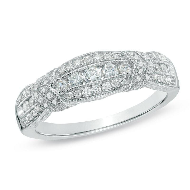 Main Image 1 of Previously Owned - 1/4 CT. T.W. Diamond Vintage-Style Anniversary Band in 10K White Gold