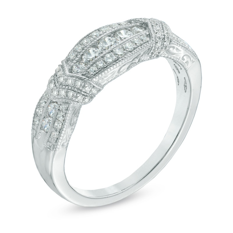 Main Image 2 of Previously Owned - 1/4 CT. T.W. Diamond Vintage-Style Anniversary Band in 10K White Gold