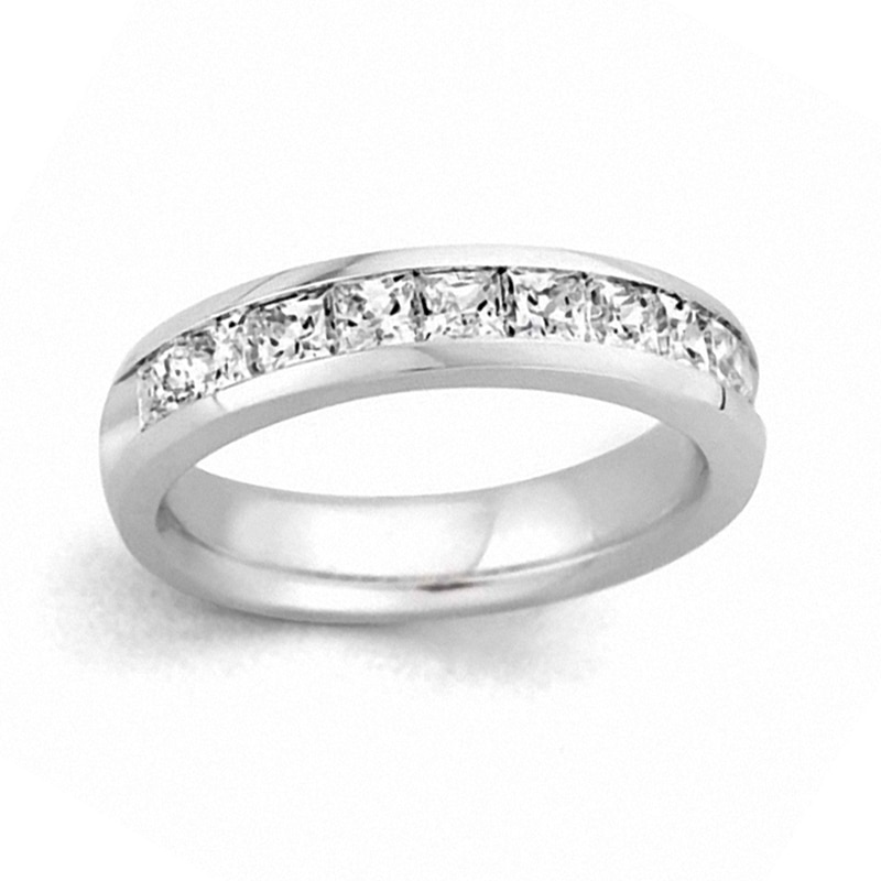 Previously Owned - 2 CT. T.W. Certified Princess-Cut Diamond Wedding Band in 14K White Gold (I/SI2)