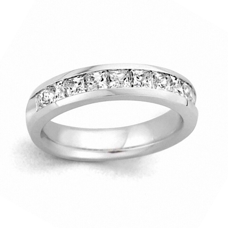 Main Image 1 of Previously Owned - 2 CT. T.W.  Princess-Cut Diamond Wedding Band in 14K White Gold (I/SI2)