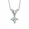 Thumbnail Image 1 of Previously Owned - 1/3 CT. Square-Cut Diamond Solitaire Pendant in 14K White Gold