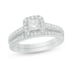 Thumbnail Image 1 of Previously Owned - 1 CT. T.W. Princess-Cut Diamond Frame Bridal Set in 14K White Gold