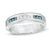 Thumbnail Image 1 of Previously Owned - 1/3 CT. T.W. Enhanced Blue and White Diamond Anniversary Band in Sterling Silver