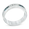 Thumbnail Image 2 of Previously Owned - 1/3 CT. T.W. Enhanced Blue and White Diamond Anniversary Band in Sterling Silver