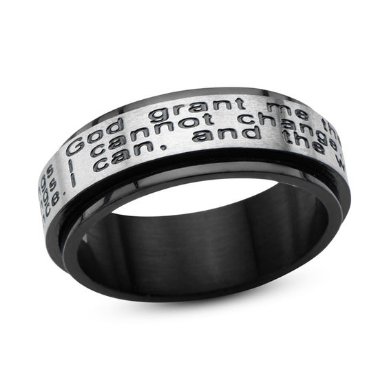 Previously Owned - 8.0mm Serenity Prayer Spinner Band in Two-Tone Stainless Steel