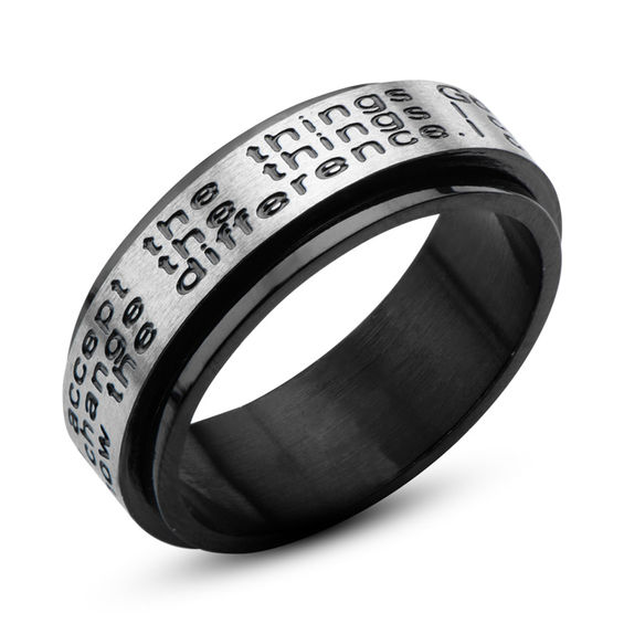 Previously Owned - 8.0mm Serenity Prayer Spinner Band in Two-Tone Stainless Steel