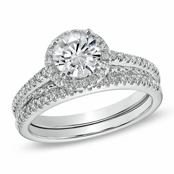 Previously Owned - 1-1/2 CT. T.w. Diamond Bridal Set in 14K White Gold (I/I1)