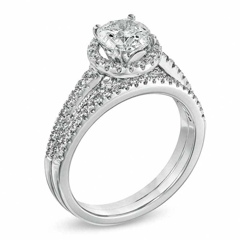 Main Image 2 of Previously Owned - 1-1/2 CT. T.W. Diamond Bridal Set in 14K White Gold (I/I1)