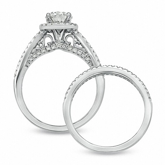 Previously Owned - 1-1/2 CT. T.w. Diamond Bridal Set in 14K White Gold (I/I1)