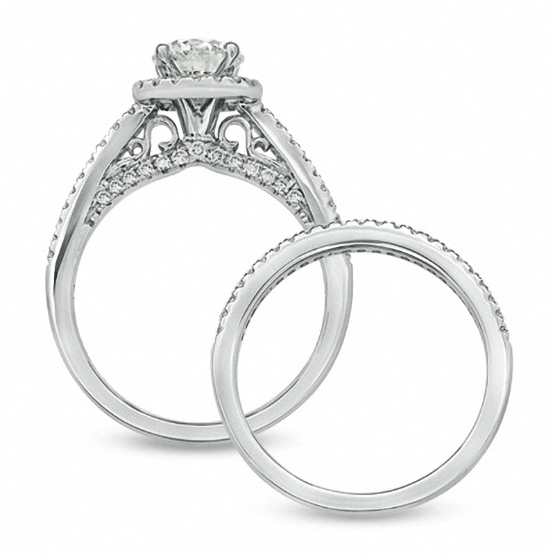 Main Image 3 of Previously Owned - 1-1/2 CT. T.W. Diamond Bridal Set in 14K White Gold (I/I1)