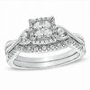 Thumbnail Image 1 of Previously Owned - 1/3 CT. T.W. Diamond Twist Shank Bridal Set in 10K White Gold