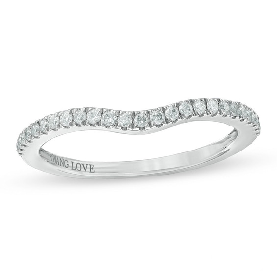 Previously Owned - Vera Wang Love Collection 1/6 CT. T.w. Diamond Contour Wedding Band in 14K White Gold