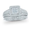 Thumbnail Image 1 of Previously Owned - 3/8 CT. T.W. Princess-Cut Composite Diamond Frame Bridal Set in 10K White Gold