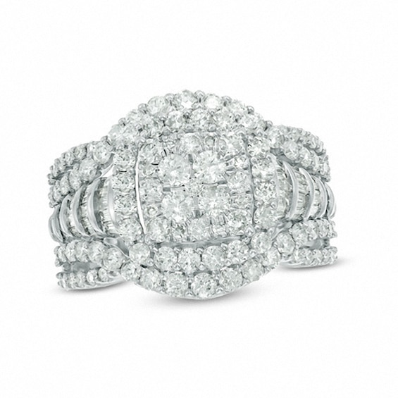 Previously Owned - 2 CT. T.w. Composite Diamond Layered Frame Ring in 10K White Gold