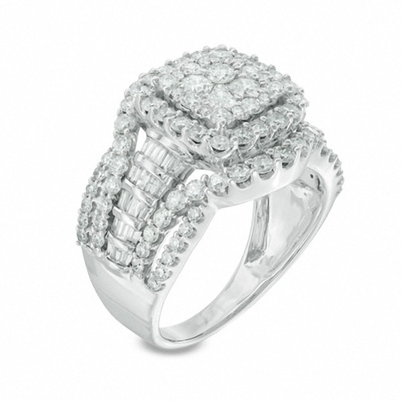 Previously Owned - 2 CT. T.w. Composite Diamond Layered Frame Ring in 10K White Gold