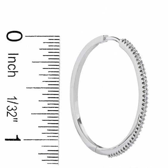 Previously Owned - 1/4 CT. T.w. Diamond Hoop Earrings in 10K White Gold