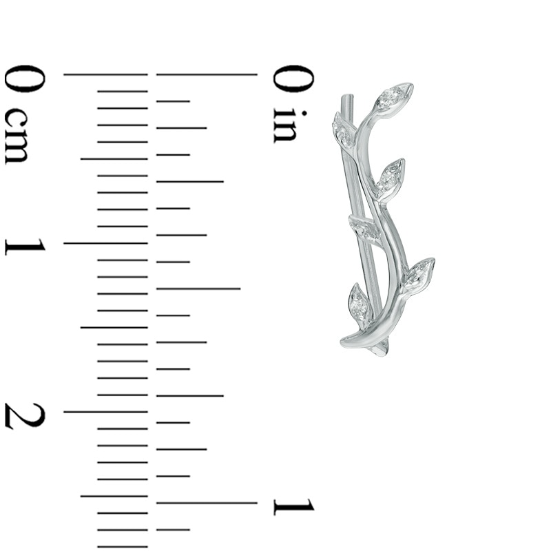 Main Image 2 of Previously Owned - Diamond Accent Leaf Vine Crawler Earrings in 10K White Gold