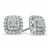 Thumbnail Image 1 of Previously Owned - 1 CT. T.W. Princess-Cut Diamond Double Frame Stud Earrings in 10K White Gold