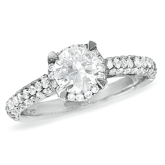 Previously Owned - 1-1/2 CT. T.w. Framed Pavé Diamond Ring in 14K White Gold