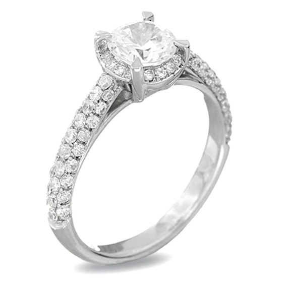 Previously Owned - 1-1/2 CT. T.w. Framed PavÃ© Diamond Ring in 14K White Gold