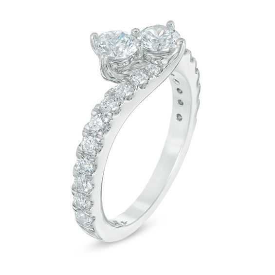 Previously Owned - Ever UsÂ® 3/4 CT. T.w. Two-Stone Diamond Bypass Ring in 14K White Gold