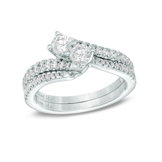 Previously Owned - Ever UsÂ® 3/4 CT. T.w. Two-Stone Diamond Bypass Ring in 14K White Gold