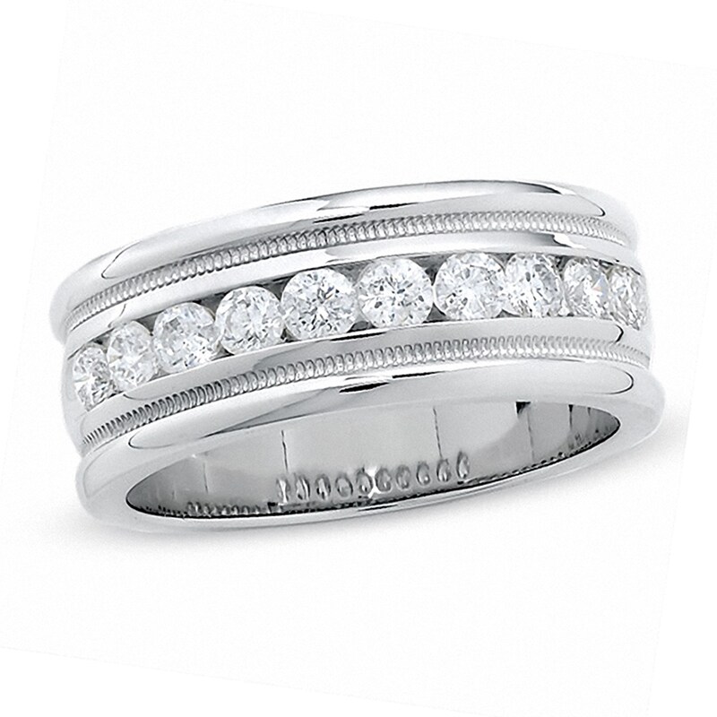 Main Image 1 of Previously Owned - 1 CT. T.W. Diamond Milgrain Band in 14K White Gold