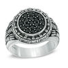 Thumbnail Image 1 of Previously Owned - Legendary™ Black Spinel Intrecciato Signet Ring in Sterling Silver