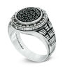 Thumbnail Image 1 of Previously Owned - Legendary™ Men's Black Spinel Intrecciato Signet Ring in Sterling Silver