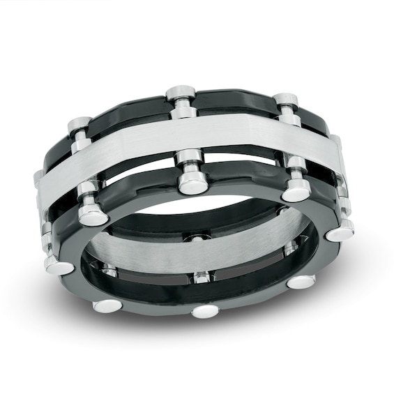 Previously Owned - Men's 9.0mm Two-Tone Stainless Steel Comfort Fit Wedding Band