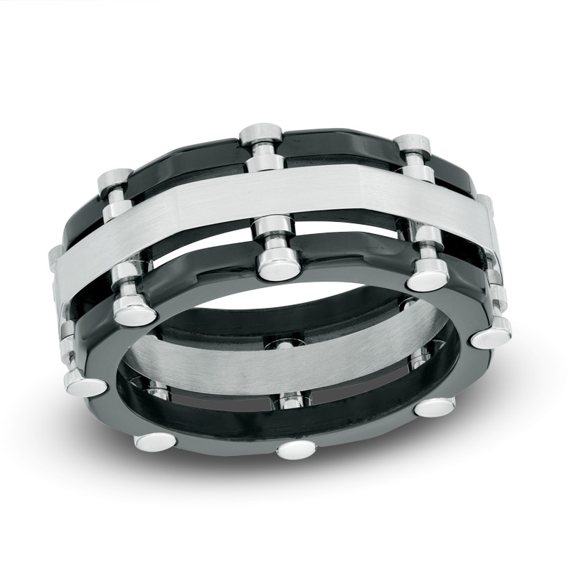 Main Image 1 of Previously Owned - 9.0mm Two-Tone Stainless Steel Comfort Fit Wedding Band