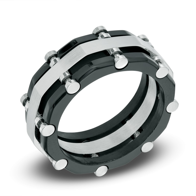 Main Image 2 of Previously Owned - 9.0mm Two-Tone Stainless Steel Comfort Fit Wedding Band