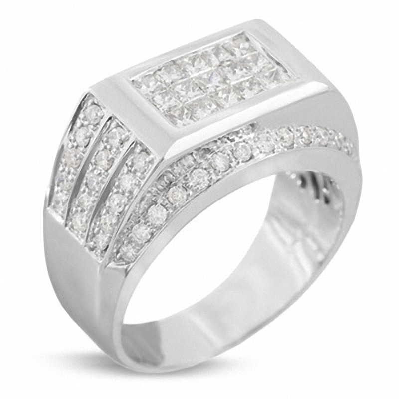 Previously Owned - Men's 1-7/8 CT. T.W. Rectangle Diamond Ring in 14K ...