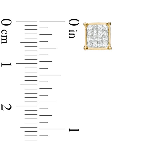 Previously Owned - 1/3 CT. T.w. Princess-Cut Composite Diamond Square Stud Earrings in 14K Gold