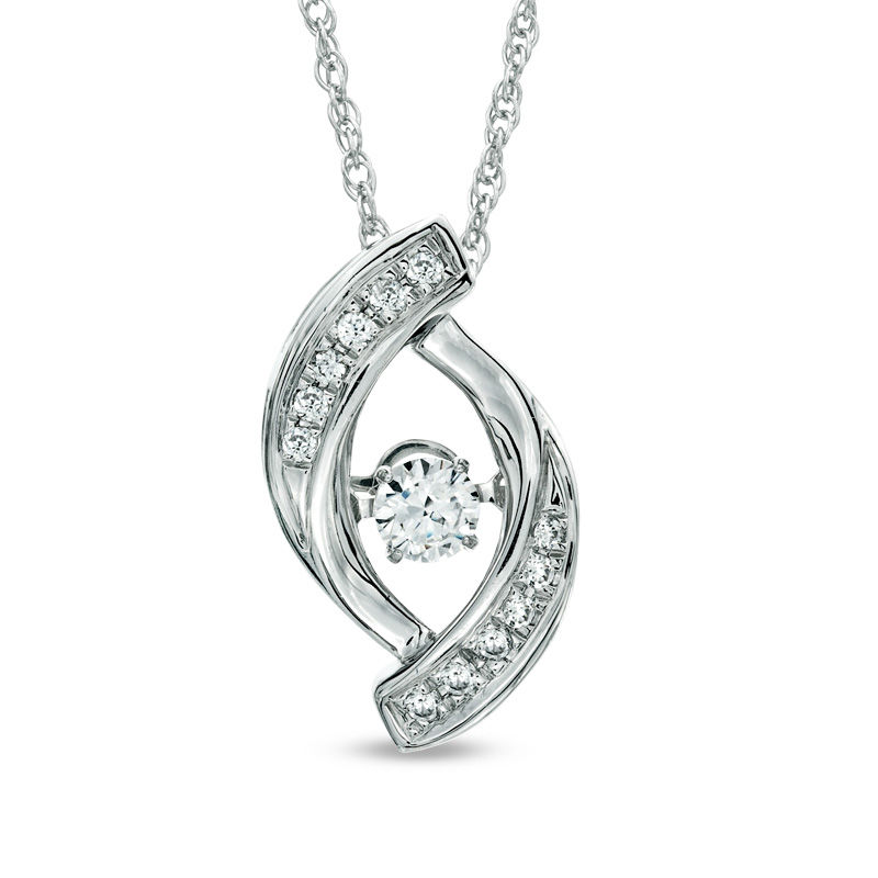 Main Image 1 of Previously Owned - 1/4 CT. T.W. Diamond Oval Pendant in 10K White Gold