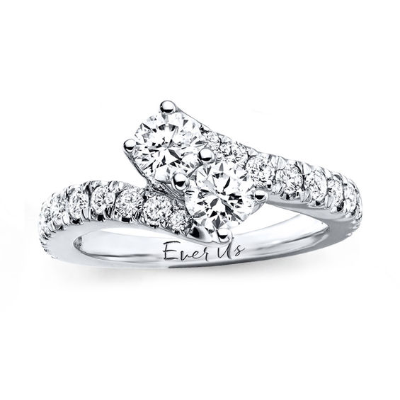 Previously Owned - Ever Us® 2 CT. T. W. Two-Stone Diamond Bypass Ring in 14K White Gold
