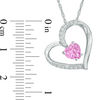 Thumbnail Image 2 of Previously Owned - 6.0mm Heart-Shaped Lab-Created Pink and White Sapphire Tilted Heart Pendant in Sterling Silver