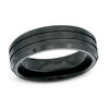 Thumbnail Image 1 of Previously Owned - 7.0mm Double Groove Black Cobalt Wedding Band