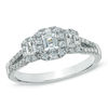Thumbnail Image 1 of Previously Owned - 1 CT. T.W. Emerald-Cut Diamond Past Present Future® Ring in 14K White Gold (I/I1)