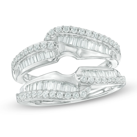 Previously Owned - 1 CT. T.w. Diamond Wave Solitaire Enhancer in 14K White Gold