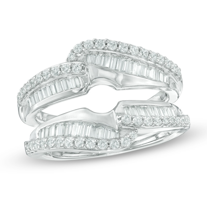 Main Image 1 of Previously Owned - 1 CT. T.W. Diamond Wave Solitaire Enhancer in 14K White Gold