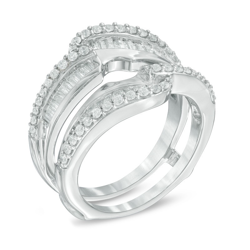 Main Image 2 of Previously Owned - 1 CT. T.W. Diamond Wave Solitaire Enhancer in 14K White Gold
