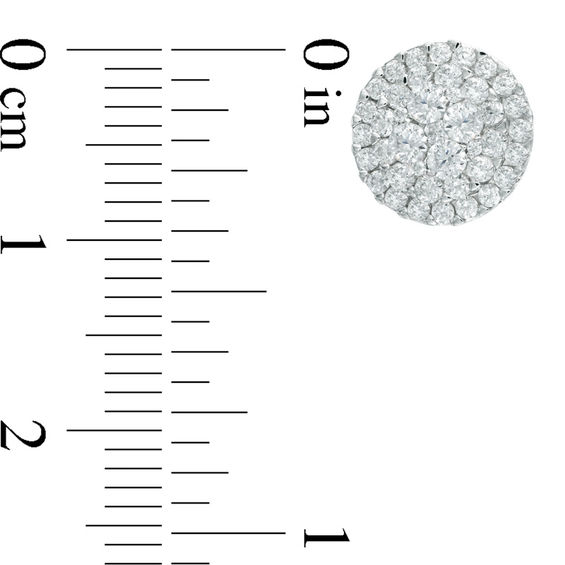 Previously Owned - 1 CT. T.w. Diamond Layered Cluster Stud Earrings in 10K White Gold