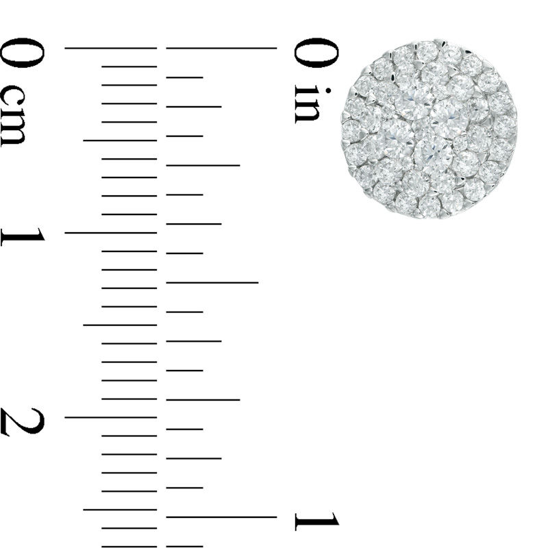 Main Image 2 of Previously Owned - 1 CT. T.W. Diamond Layered Cluster Stud Earrings in 10K White Gold